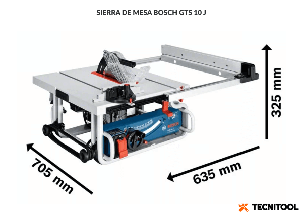 Medidas de la sierra de mesa Bosch GTS 10 J