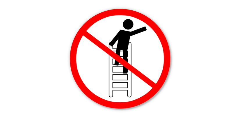 Señal de prohibido inclinarse en la escalera