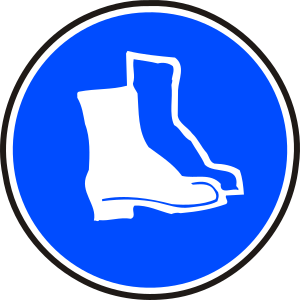 señal de uso obligatorio de calzado de seguridad para protección individual del trabajador