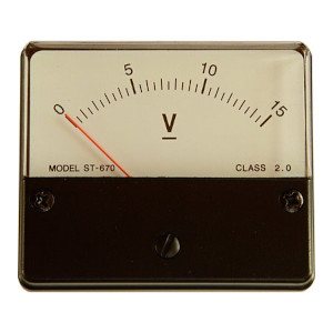 Medidor de voltaje indicando 0 voltios