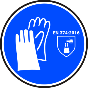 señal de uso obligatorio de guantes de protección química